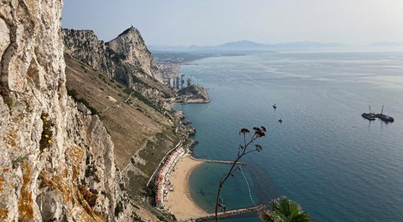 Sandy Bay, Gilbraltar viewed from above on The Rock