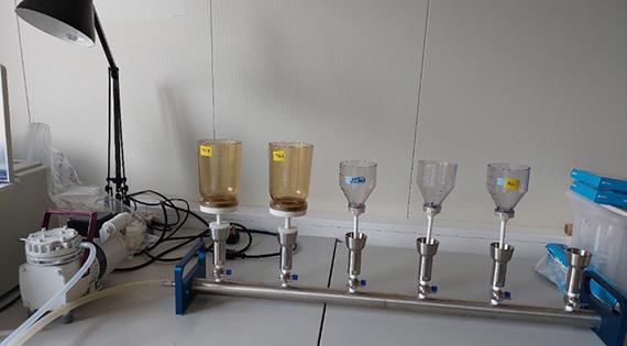 6-rig filtration manifold used for sample filtering