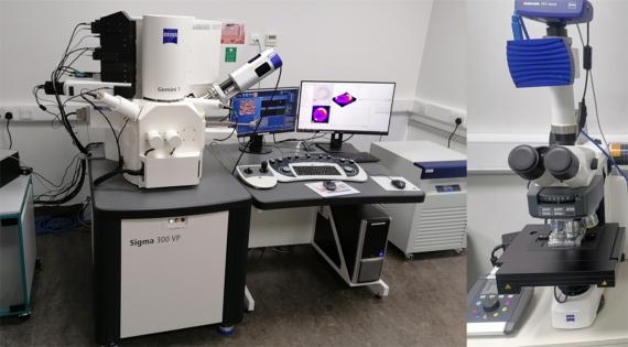 Combined suite of equipment for microscopy and spectroscopy