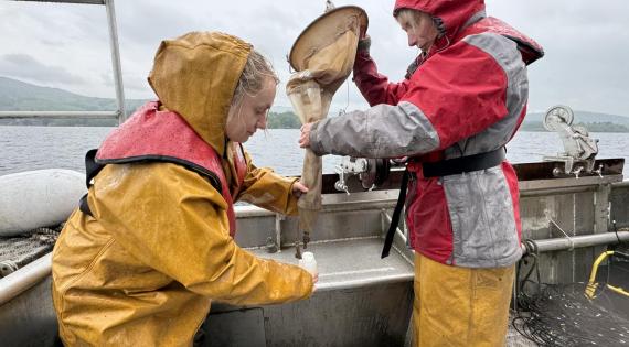 NC-UKs Ellie Mackay and Heather Moorhouse monitoring on Windermere