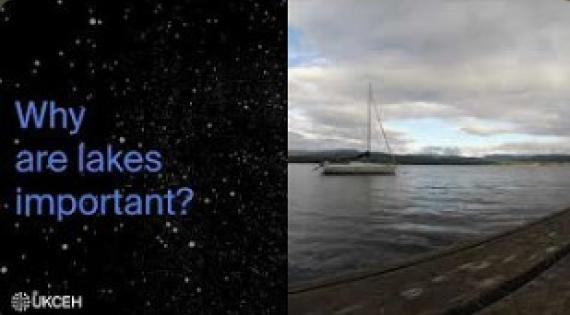 Screenshot of video saying Why are lakes important? Lake and boat on picture