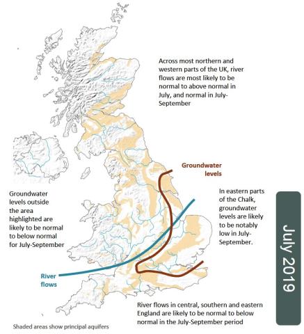 July Hydrological Outlook summary map