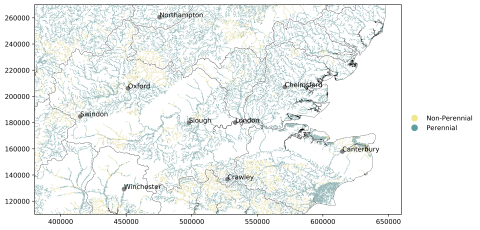 Map of modelled intermittence - Thames