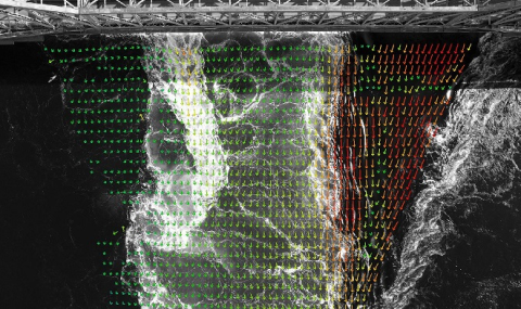 A still from a processed drone video of a tidal flow 