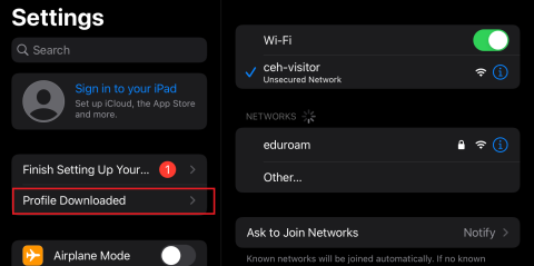 Eduroam screenshot Eduroam screenshot