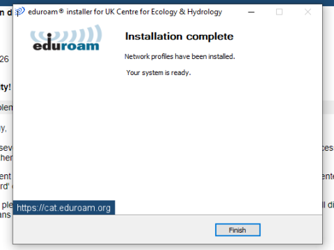 Eduroam screenshot Eduroam screenshot