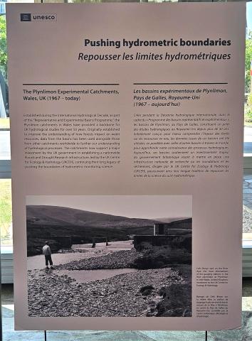 Pushing hydrometric boundaries poster showing archive photo from Plynlimon catchment in the 1960s