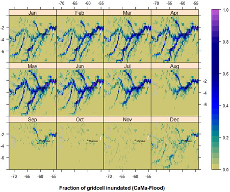 American Geophysical Union - Fraction of gridcell inundated American Geophysical Union - Fraction of gridcell inundated