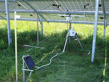 Equipment investigating effects of solar farm on local environment