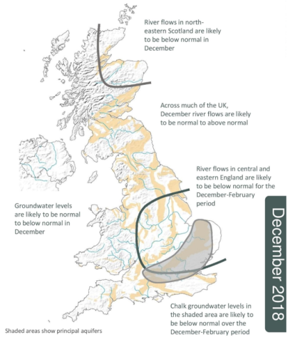 December 2018 UK Hydrological Outlook summary map