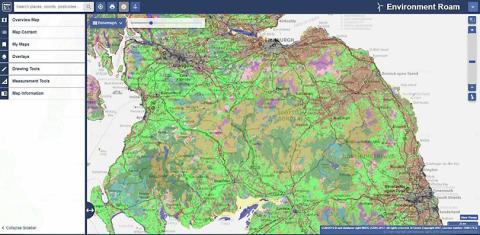 Screengrab from Environment Digimap service showing CEH’s LCM2015 dataset