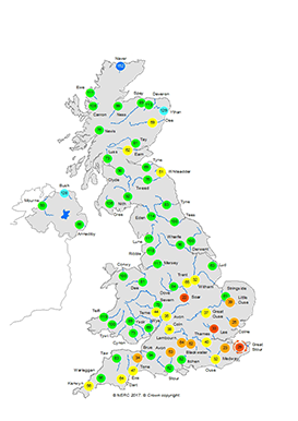 River flows map from November 2017 hydrological summary River flows map from November 2017 hydrological summary