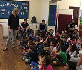 Helen Roy on a visit to Pilling Primary School, Jamestown, St Helena