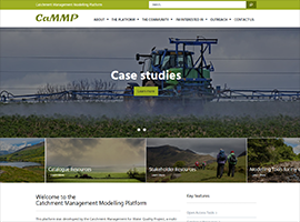 Screen grab from the homepage of the Catchment Management Modelling Platform