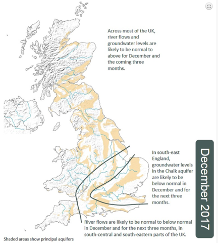 Highlight map from the December 2017 UK Hydrological Outlook