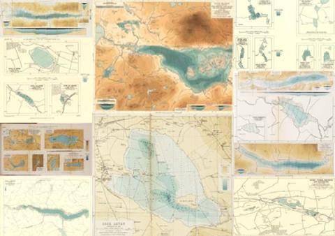 Collage of bathymetric maps 