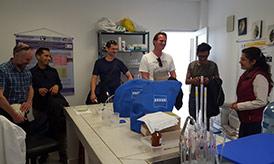 Visiting the lab of Adriana Espinosa at UPTC in Tunja, Colombia Six people in a laboratory