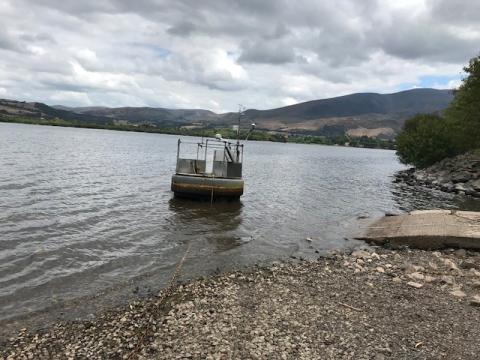 Monitoring buoy in the English Lake District. photo by Steve Thackeray Monitoring buoy on a lake