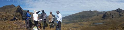 Working in the beautiful paramo Group looking out over a paramo