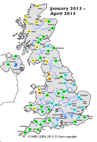 River flows - January 2013 to April 2013 River flows - January 2013 to April 2013