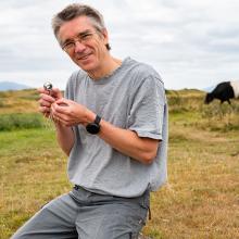 Laurence Jones of UKCEH surveying at Newborough Dunes near Bangor