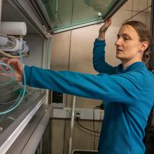 UKCEH's Sarah Leeson at the Auchencorth Moss Atmospheric Observatory