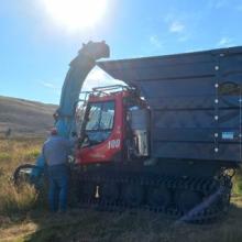 A harvest machine at work