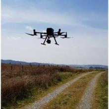 A large drone, just taking off