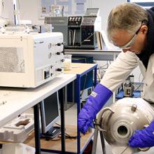 Scientist working in the chemistry laboratory in Lancaster