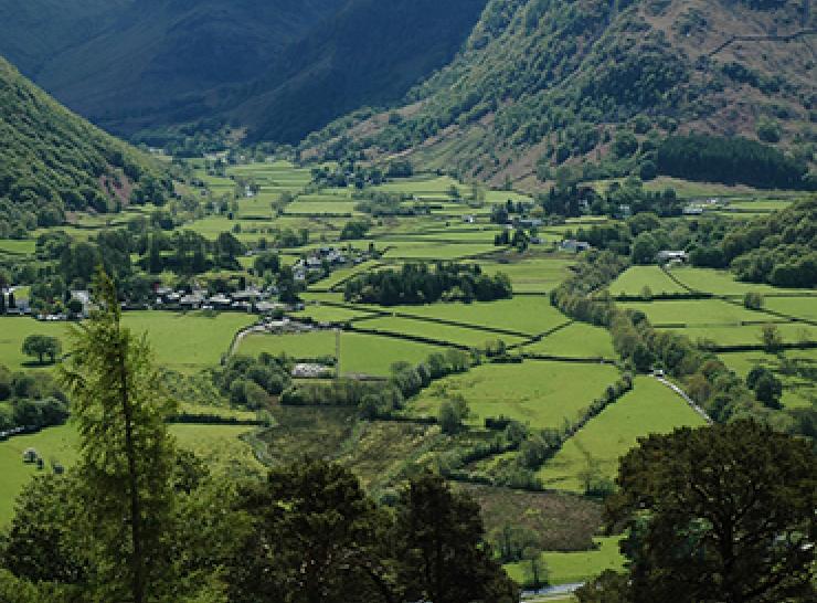 Borrowdale in the English Lake District, seen from Castle Crag
