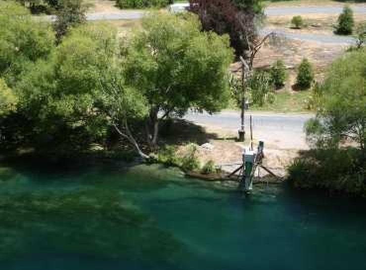 River landscape featuring measuring instruments