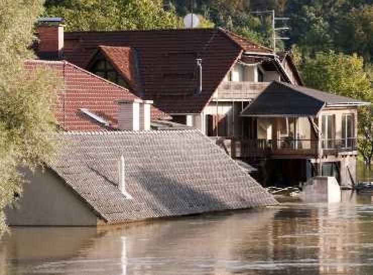 House flooded up to the roof, River Sava, Slovenia