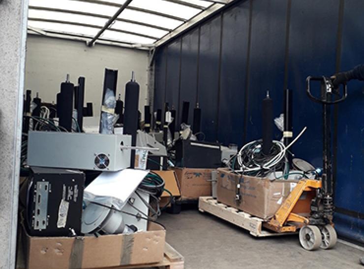 Equipment loaded for shipping
