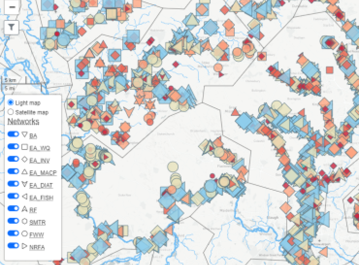 Screenshot of the freshwater data portal