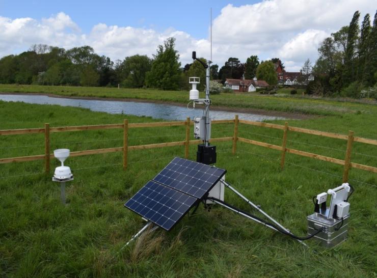Biodiversity monitoring station in a field