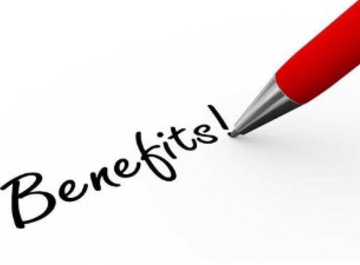 Pen nib at the end of the word benefits