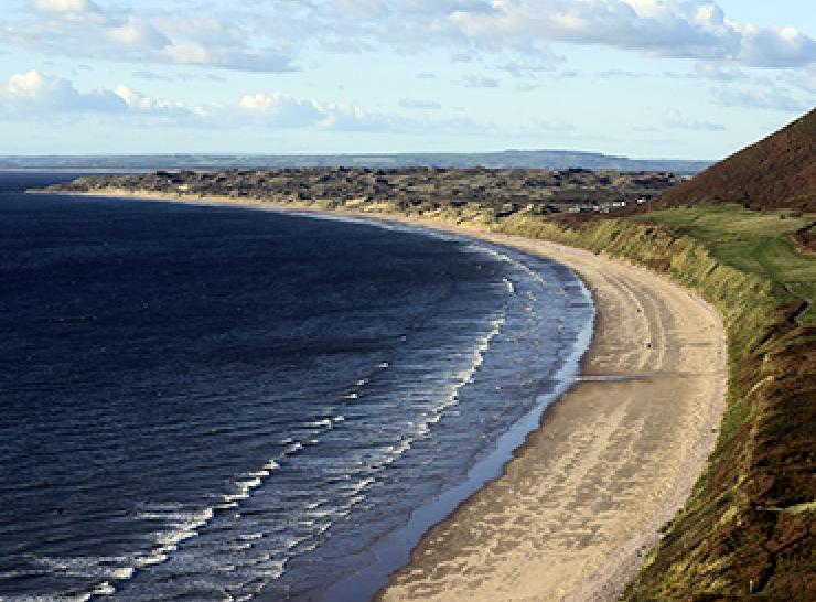 Stretch of beach and coastline in Wales