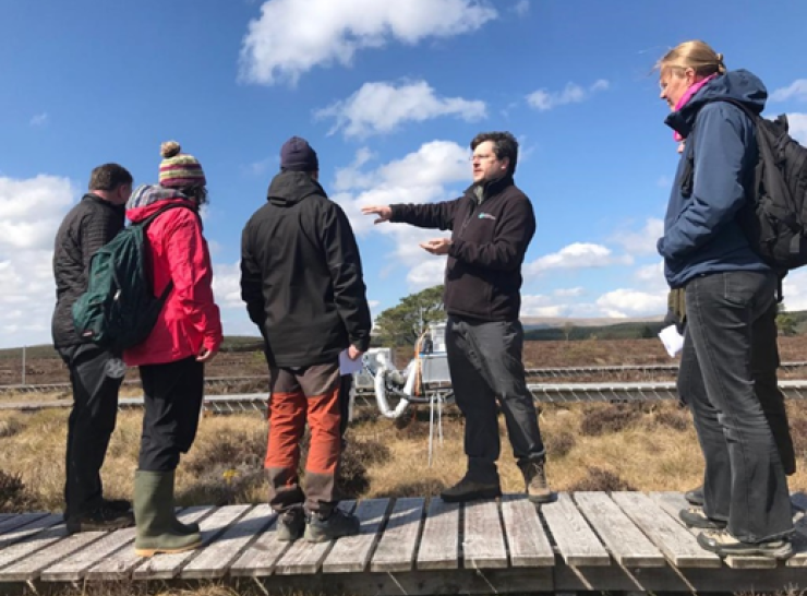 Matthew Jones explains monitoring at Whim Bog Photo: Anna Berczi-Siket.