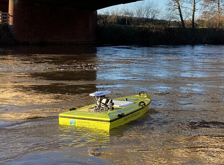 ARCboat, remote controlled boat, on a river