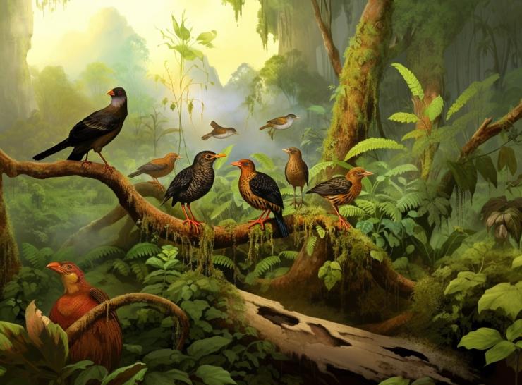 AI-generated image of what the extinct birds might have looked like