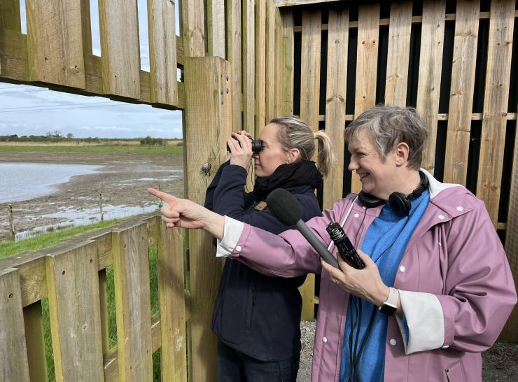 Sue Nelson and Alys Laver at WWT Steart Marshes