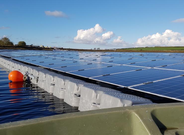 Solar panels on Langthwaite Reservoir. Photo: Giles Exley