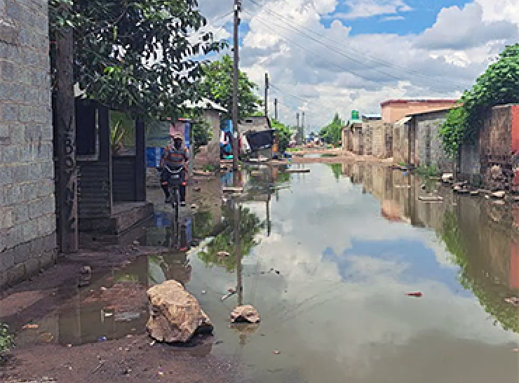 Flooded street in Zambia