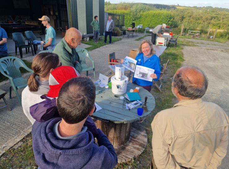 Project facilitator Clare Flynn introducing the moth monitoring to landowners in Pembrokeshire