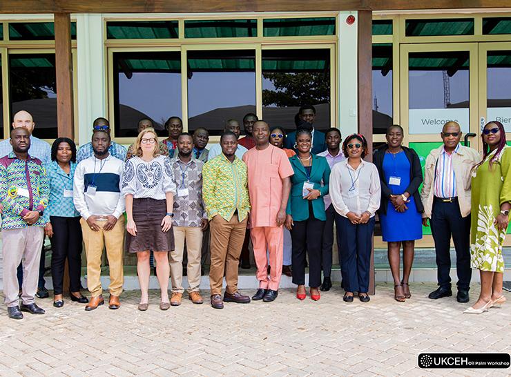 22 people stand outside UKCEH West Africa Office entrance