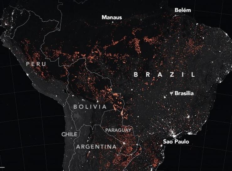 NASA satellite image of Amazon fires in August 2019