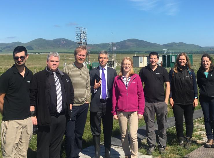 Scottish science minister Shirley-Anne Somerville at Auchencorth Moss with CEH scientists